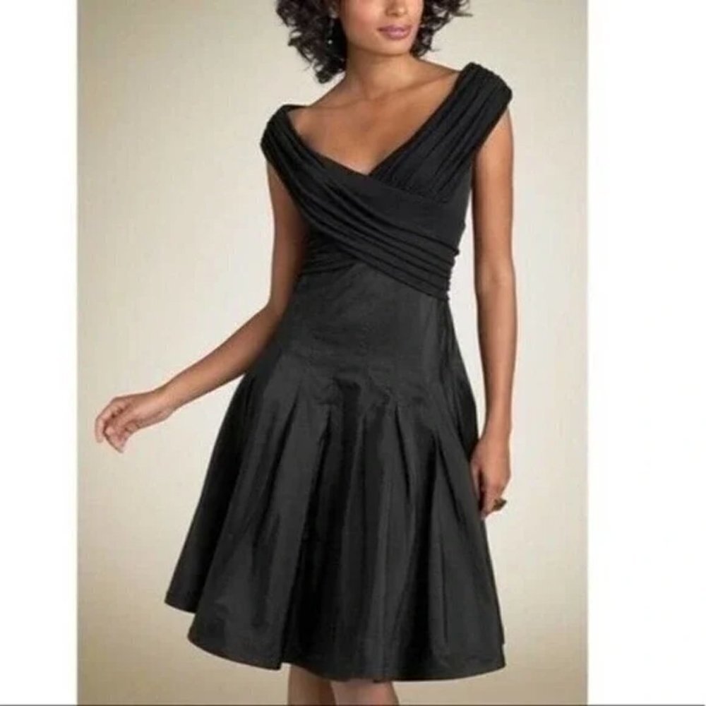 Tadashi Shoji | Black Taffeta Fit And Flare Dress
